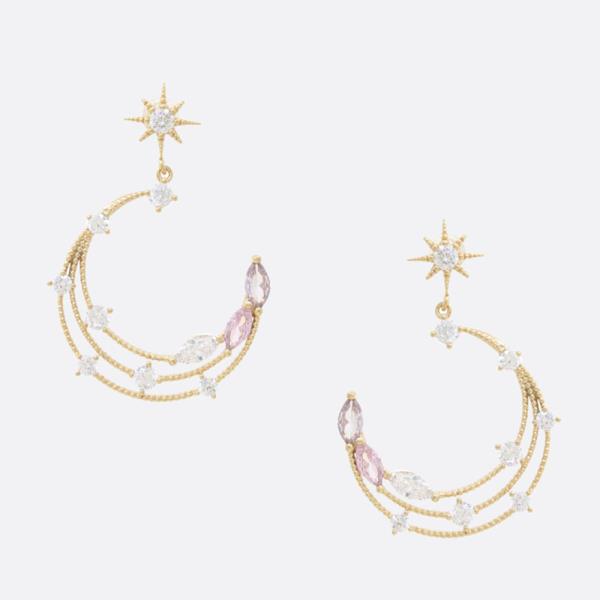 SODAJO CZ MOON STAR GOLD DIPPED EARRING