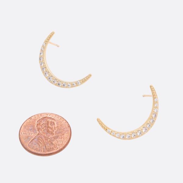 SODAJO CZ CRESCENT MOON GOLD DIPPED EARRING