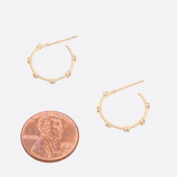 SODAJO DAINTY CZ OPEN HOOP GOLD DIPPED EARRING