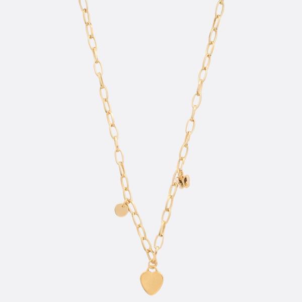 SODAJO HEART BUTTERFLY CHARM GOLD DIPPED NECKLACE