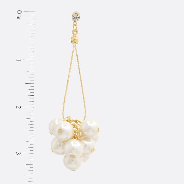 SODAJO PEARL BEAD CLUSTER GOLD DIPPED DANGLE EARRING