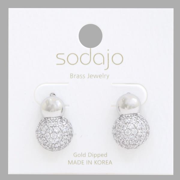 SODAJO CZ ROUND METAL GOLD DIPPED EARRING