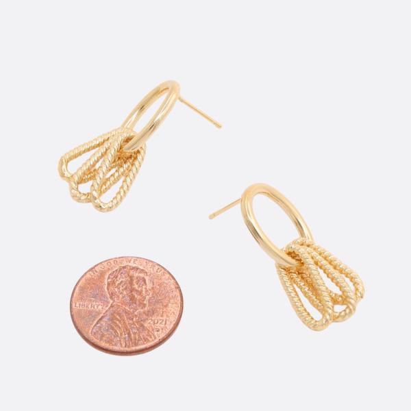 SODAJO BRAIDED OVAL DANGLE GOLD DIPPED EARRING