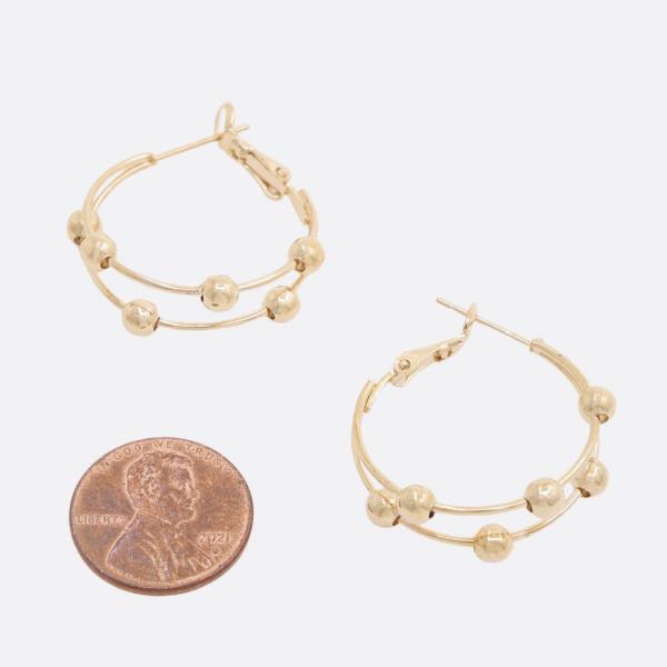 SODAJO DOUBLE HOOP BALL BEAD GOLD DIPPED EARRING