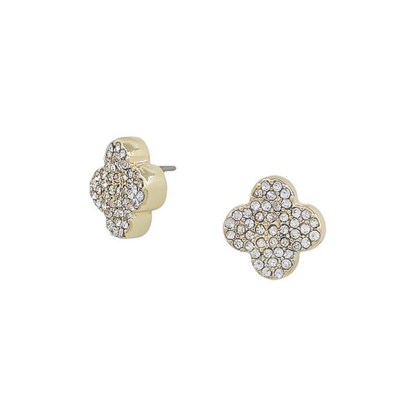 SMALL CLOVER PAVE ACCENT POST EARRING