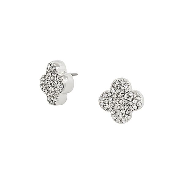 SMALL CLOVER PAVE ACCENT POST EARRING