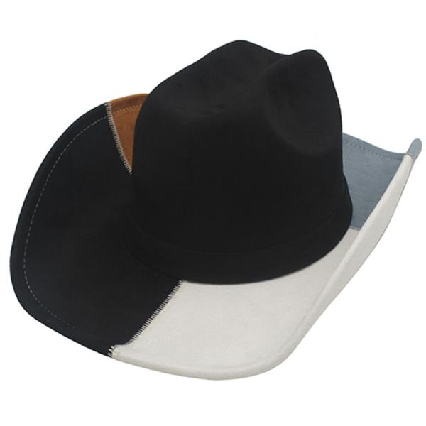 COLOR BLOCK FAUX SUEDE COWBOY HAT