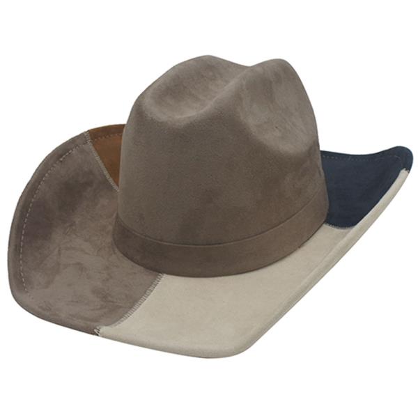 COLOR BLOCK FAUX SUEDE COWBOY HAT