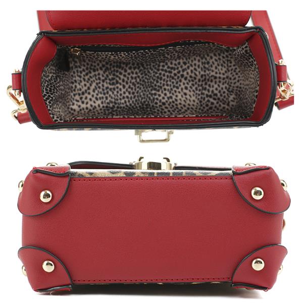 MODERN LEOPARD PRINTED HANDLE SATCHEL BAG