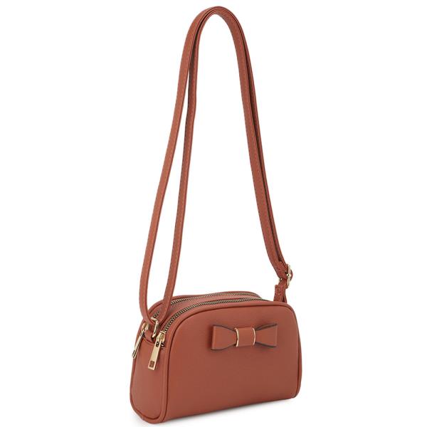 SMOOTH BOWTIE ZIPPER CROSSBODY BAG