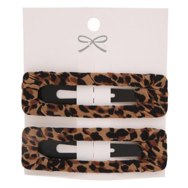 LEOPARD RECTANGLE HAIR PIN SET