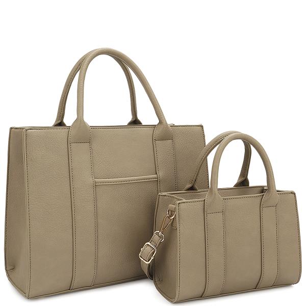 2IN1 SMOOTH SATCHEL W MATCHING BAG SET