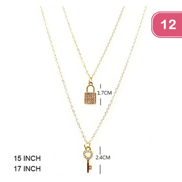 LAYERED LOCK AND KEY NECKLACE (12 UNITS)