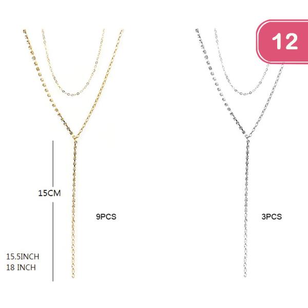 RHINESTONE LAYERED NECKLACE (12 UNITS)