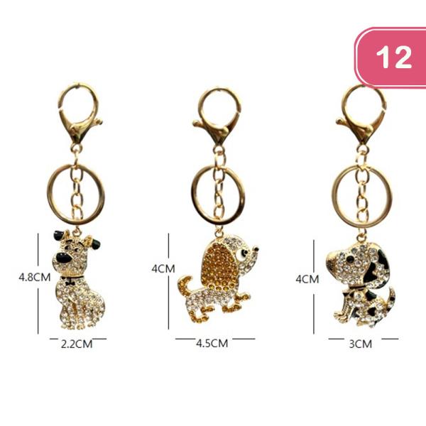 RHINESTONE DOG KEYCHAIN (12 UNITS)