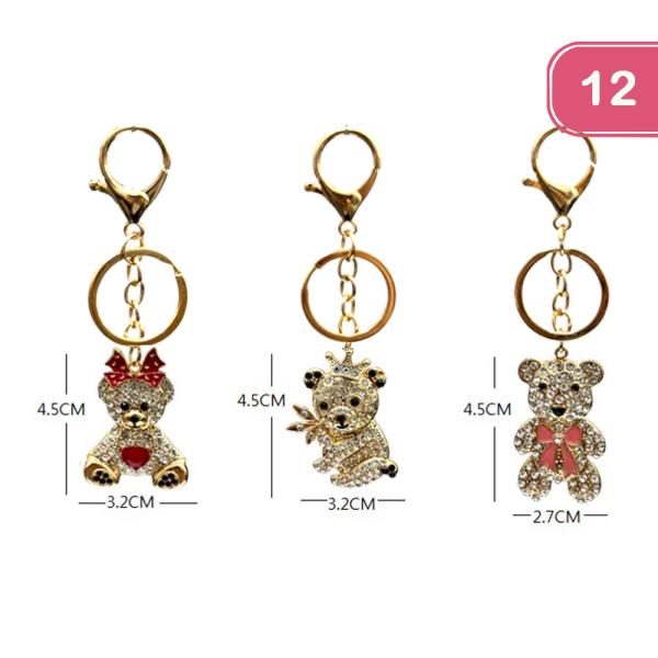 RHINESTONE BEAR KEYCHAIN (12 UNITS)