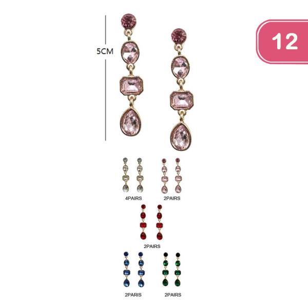 RHINESTONE DANGLE EARRING (12 UNITS)