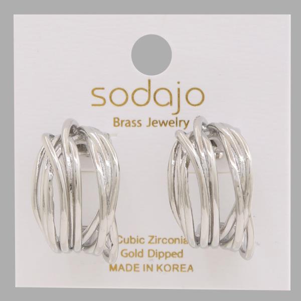 SODAJO LINED OPEN HOOP GOLD DIPPED EARRING