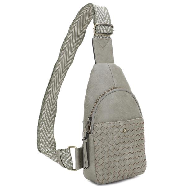 WOVEN SMOOTH DESIGN STRAP SLING CROSSBODY BAG