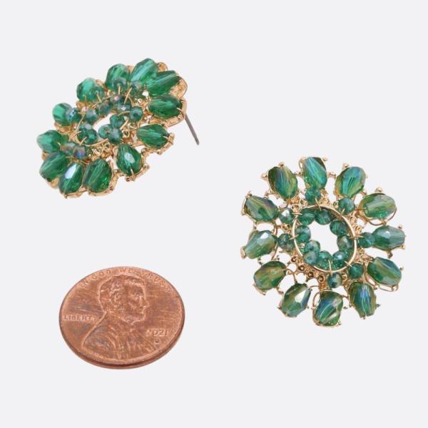 ROUND FLOWER BEADED EARRING