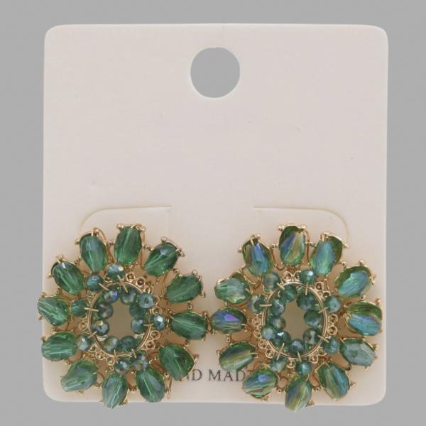 ROUND FLOWER BEADED EARRING