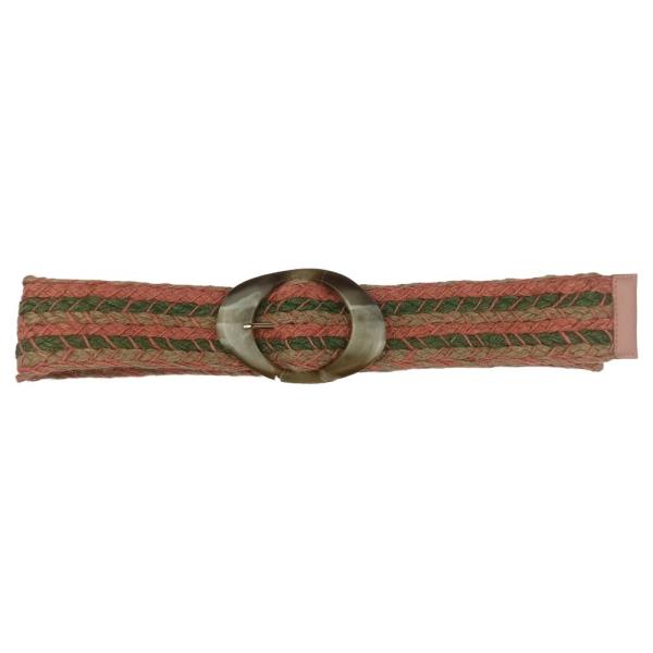 STRAW OVAL BUCKLE BELT