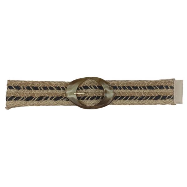 STRAW OVAL BUCKLE BELT