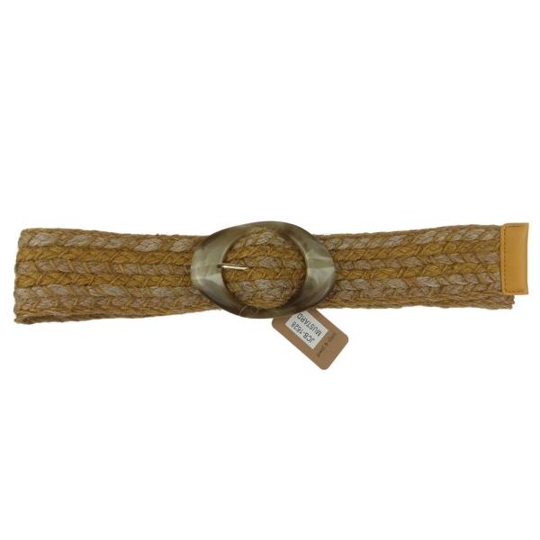 STRAW OVAL BUCKLE BELT