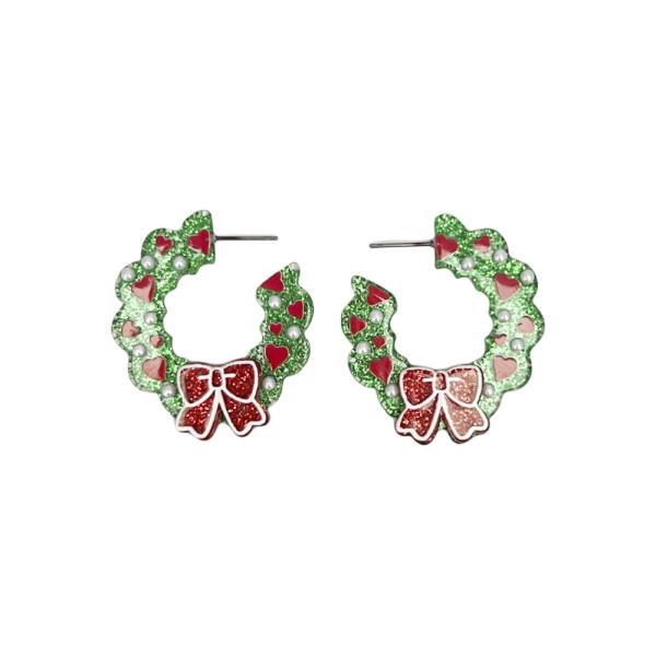 CHRISTMAS WREATH ACRYLIC EARRINGS