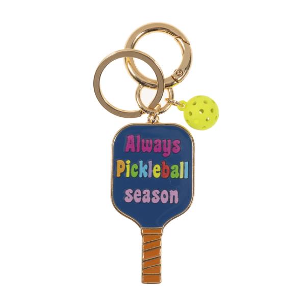 PICKLEBALL BALL AND PADDLE BAG CHARM KEYCHAIN