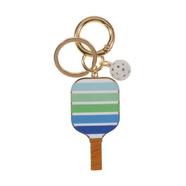 PICKLEBALL BALL AND PADDLE BAG CHARM KEYCHAIN