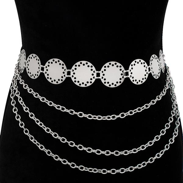 CIRCLE DESIGN PATTER LAYERED CHAIN LINK HOOK BELT