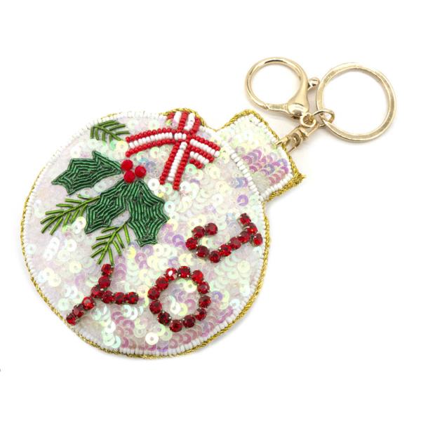 SEED BEAD CHRISTMAS JOY KEYCHAIN