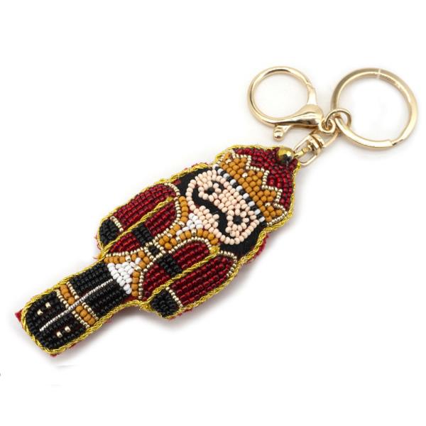 SEED BEAD CHRISTMAS NUTCRACKER KEYCHAIN