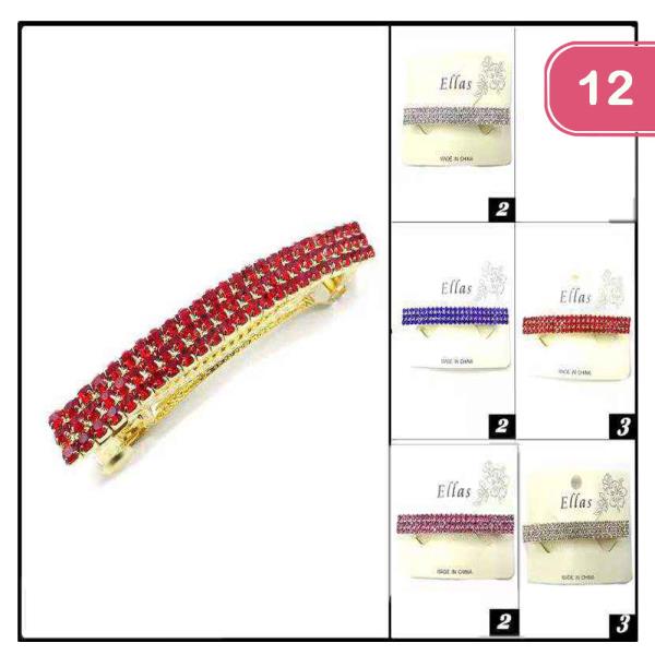 RHINESTONE HAIR BARRETTE AIR PIN (12 UNITS)