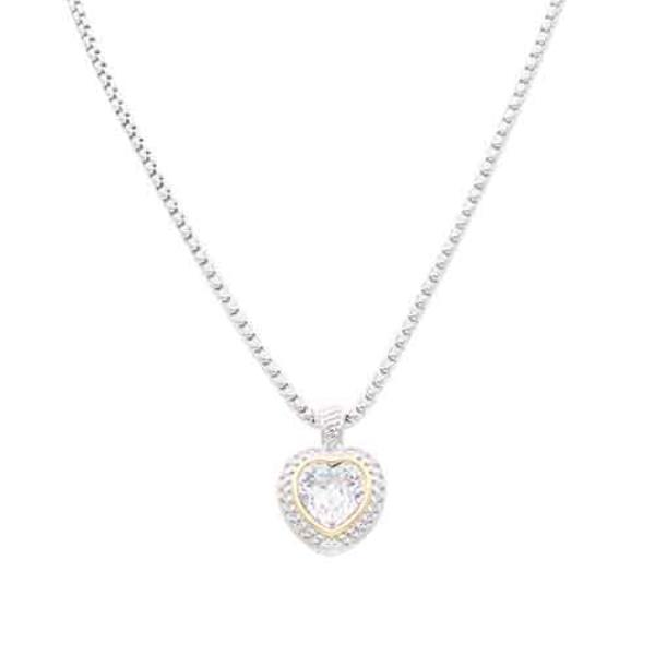 2 TONE PLATED WITH CLEAR CZ NECKLACES