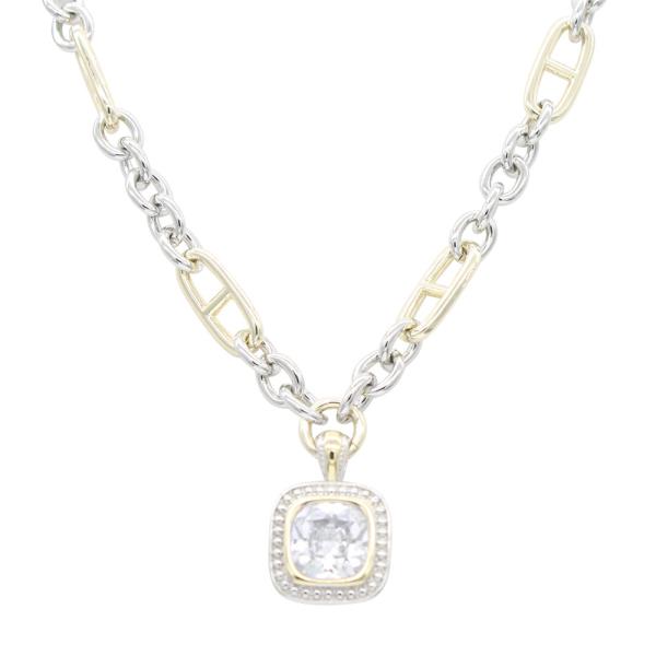 2-TONES WITH CLEAR CUBIC ZIRCONIA NECKLACES