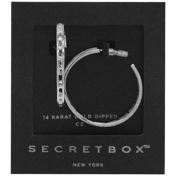 SECRET BOX 14K GOLD DIPPED CZ HOOP EARRING