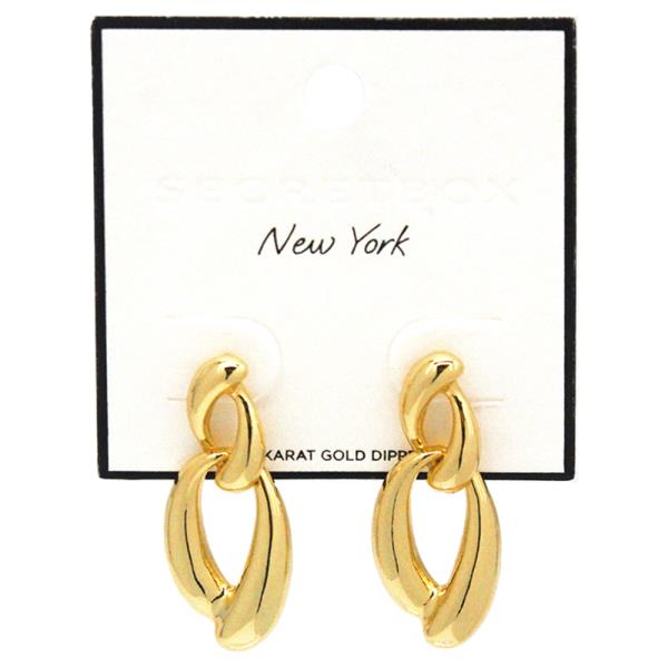 SECRET BOX 14K GOLD DIPPED LINK EARRING