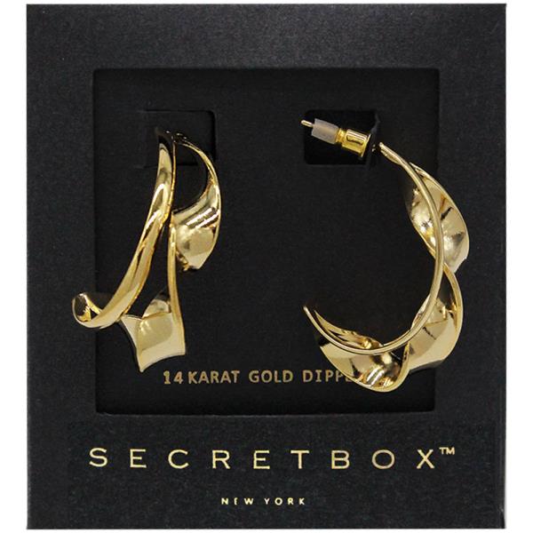 SECRET BOX 14K GOLD DIPPED TWISTED HOOP EARRING