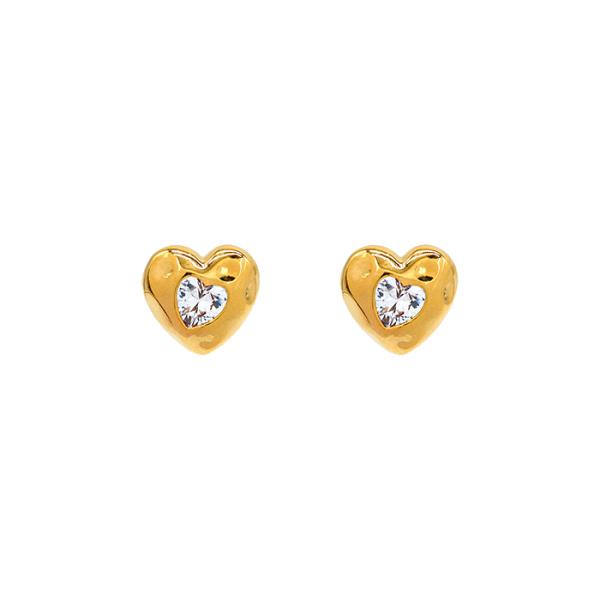 SECRET BOX HEART 14K GOLD DIPPED HEART CZ STUD EARING