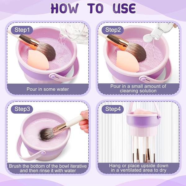 MAKEUP BRUSH SILICONE CLEANING MAT W HOLDER