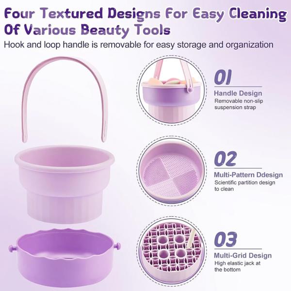 MAKEUP BRUSH SILICONE CLEANING MAT W HOLDER