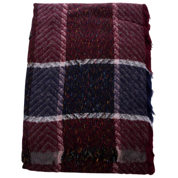 PLAID FRAYED EDGE BLANKET SCARF