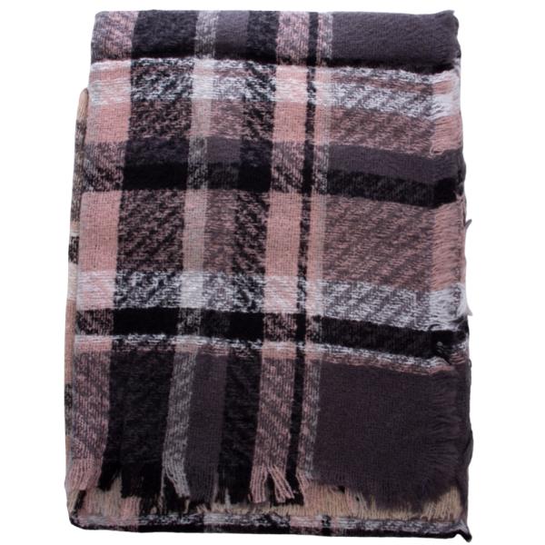 PLAID FRAYED EDGE BLANKET SCARF