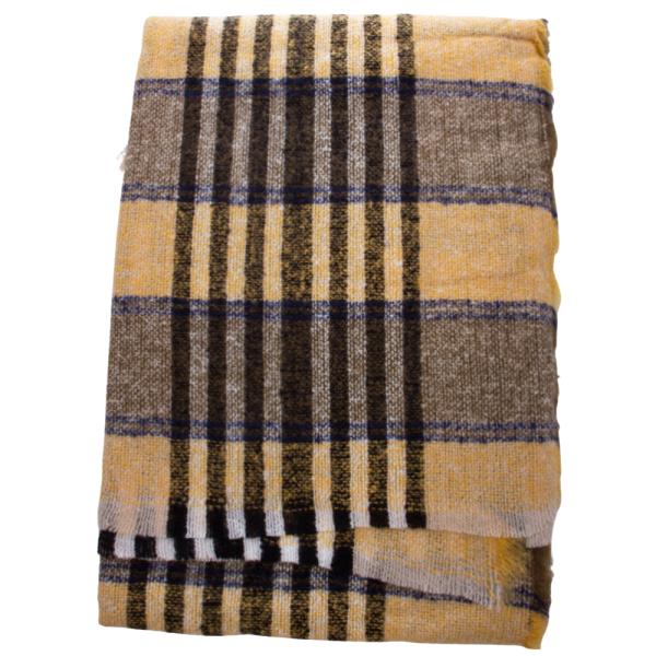 PLAID FRAYED EDGE BLANKET SCARF