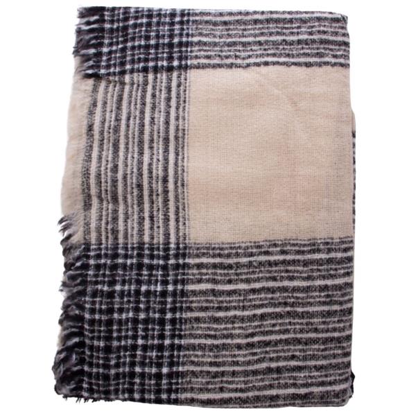 PLAID FRAYED EDGE BLANKET SCARF