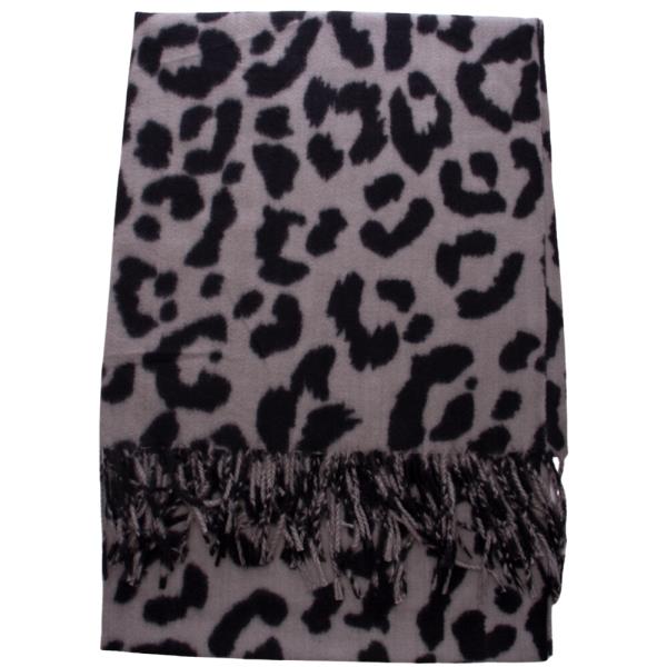 LEOPARD ANIMAL PRINT FRINGE OBLONG SCARF