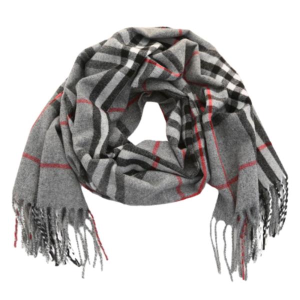 PLAID FRINGE OBLONG SCARF