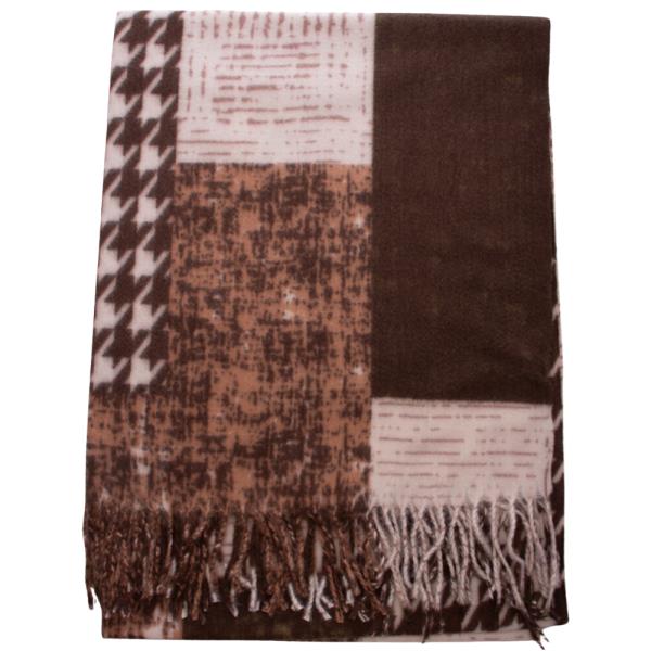 HOUNDSTOOTH FRINGE OBLONG SCARF